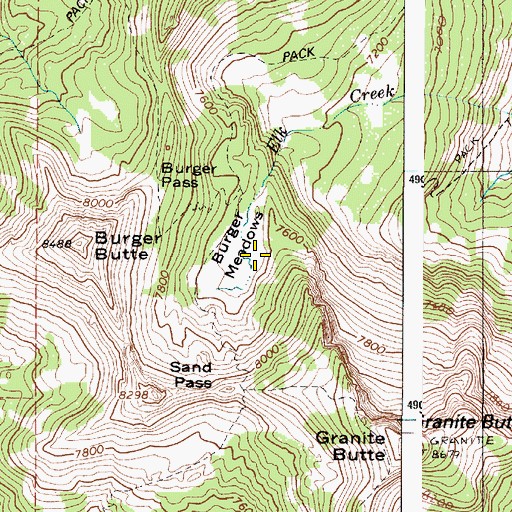 Topographic Map of Burger Meadows, OR