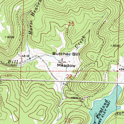 Topographic Map of Butcher Bill Meadow, OR