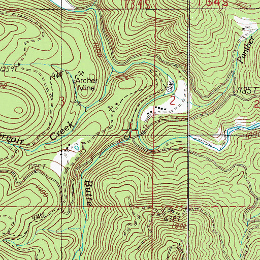 Topographic Map of Butte Creek, OR