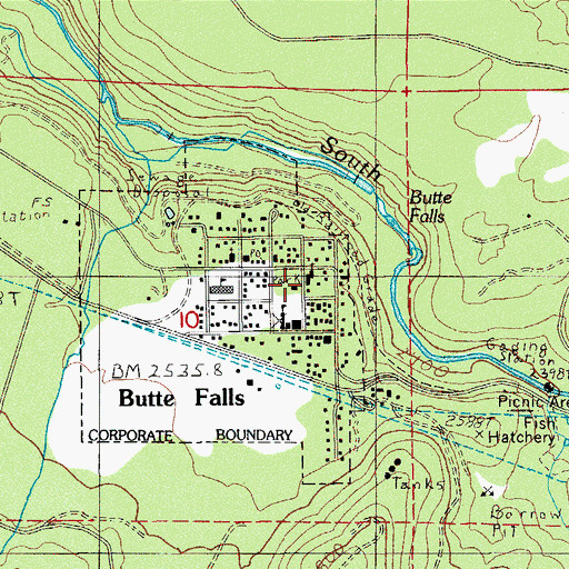Topographic Map of Butte Falls, OR