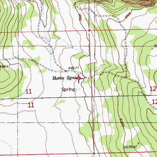 Topographic Map of Butte Spring, OR
