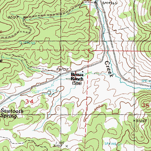 Topographic Map of Buttes Ranch, OR