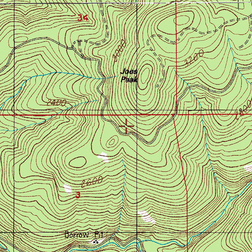 Topographic Map of Cabin Creek Trail, OR