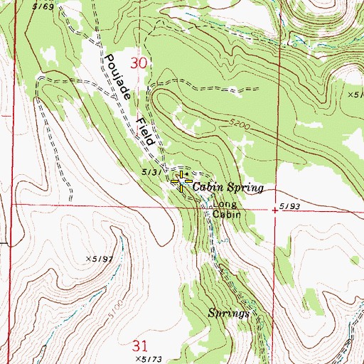 Topographic Map of Cabin Spring, OR
