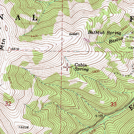 Topographic Map of Cabin Spring, OR