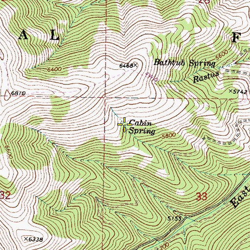Topographic Map of Cabin Spring, OR