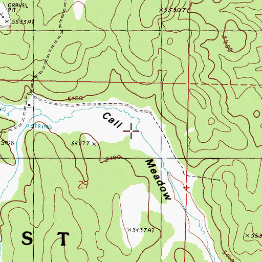 Topographic Map of Call Meadow, OR