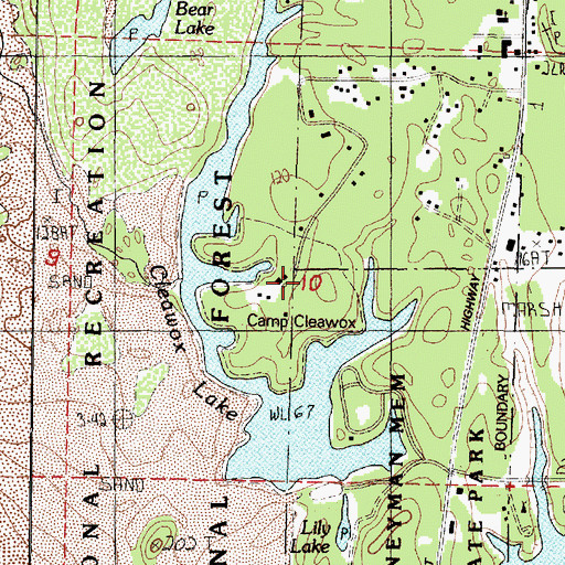 Topographic Map of Camp Cleawox, OR