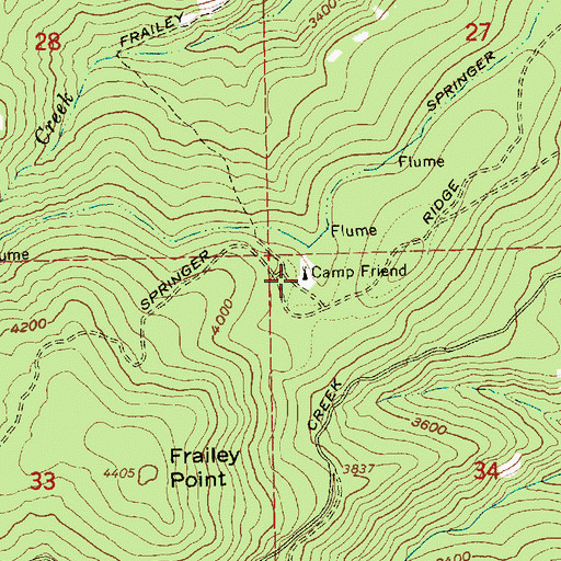 Topographic Map of Camp Friend, OR