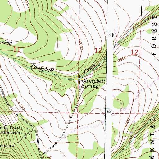 Topographic Map of Campbell Spring, OR