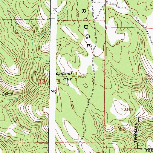 Topographic Map of Cantrell Spring, OR