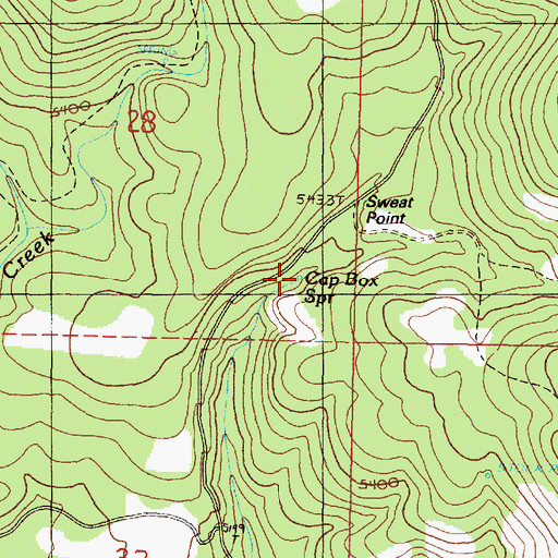 Topographic Map of Cap Box Spring, OR