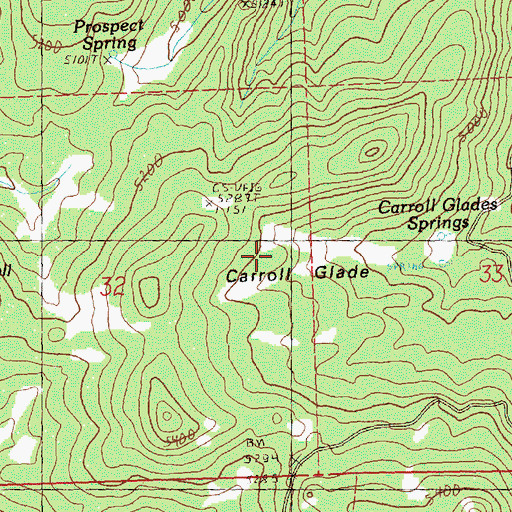 Topographic Map of Carroll Glade, OR