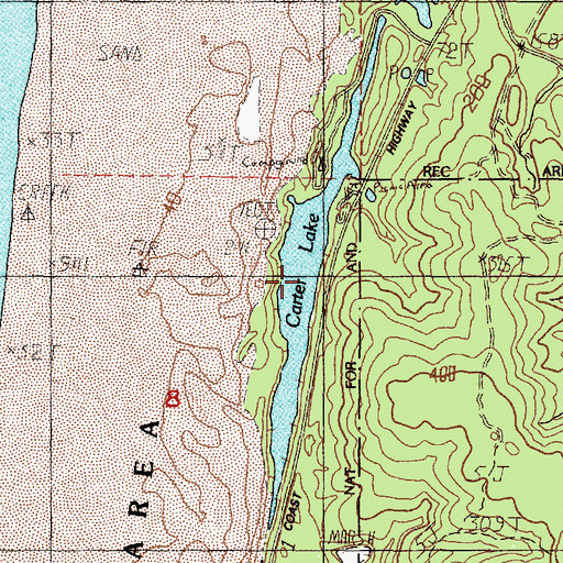 Topographic Map of Carter Lake, OR