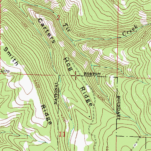 Topographic Map of Carters Hog Ridge, OR