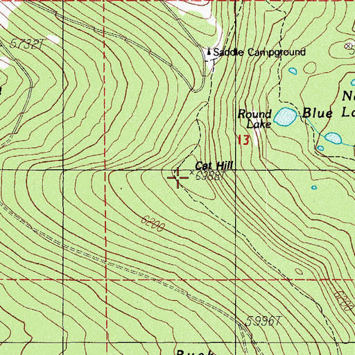 Topographic Map of Cat Hill, OR