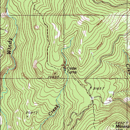 Topographic Map of Cedar Camp, OR