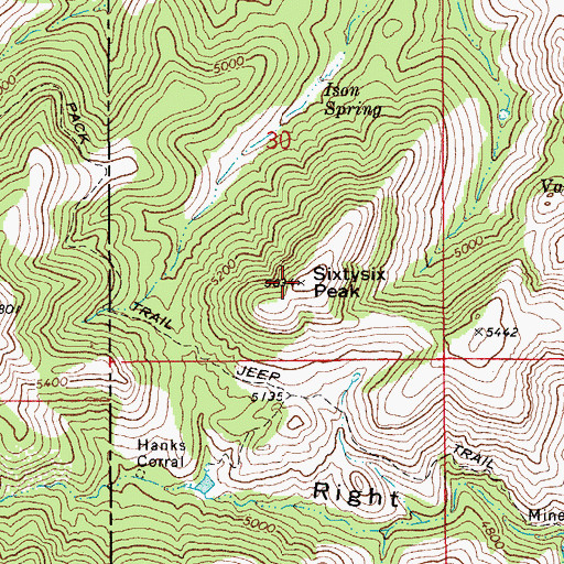 Topographic Map of Sixtysix Peak, AZ