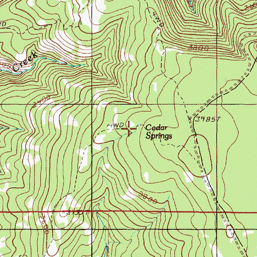 Topographic Map of Cedar Springs, OR