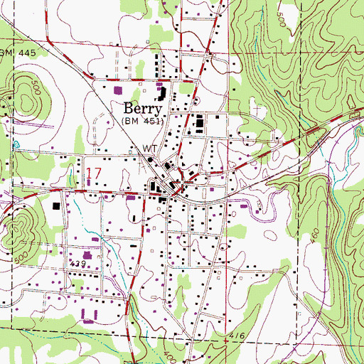 Topographic Map of Berry, AL