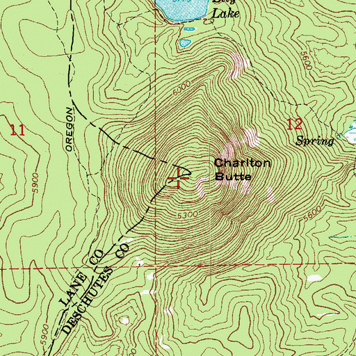 Topographic Map of Charlton Butte, OR