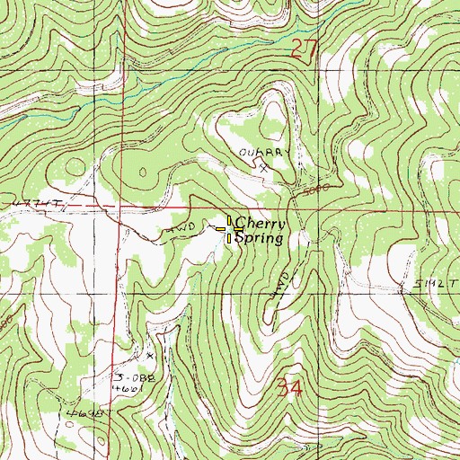 Topographic Map of Cherry Spring, OR
