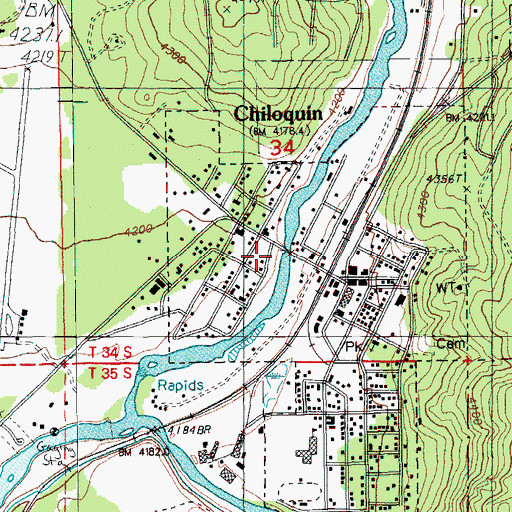 Topographic Map of Chiloquin, OR