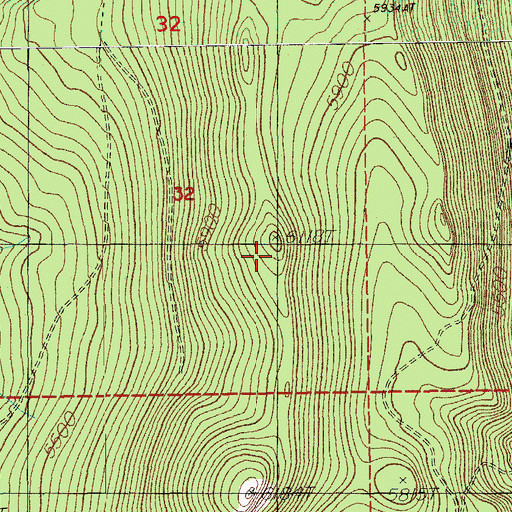 Topographic Map of Chiloquin Ridge, OR