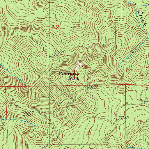 Topographic Map of Chimney Rock, OR