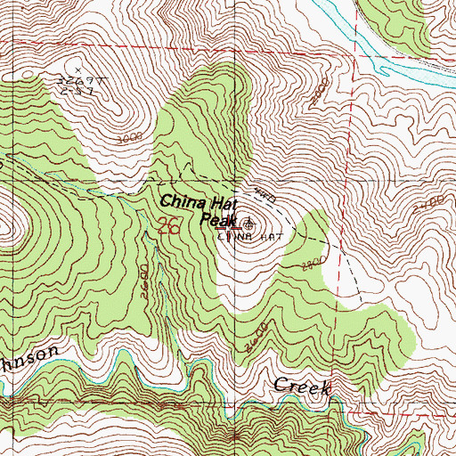 Topographic Map of China Hat Peak, OR