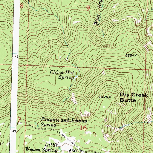 Topographic Map of China Hat Spring, OR