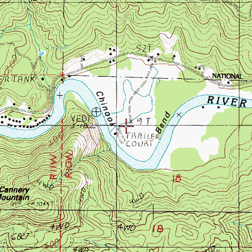 Topographic Map of Chinook Bend, OR
