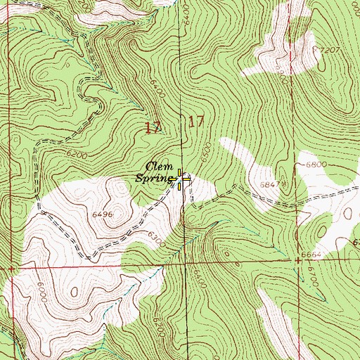 Topographic Map of Clem Spring, OR
