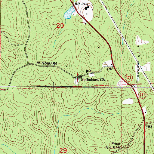 Topographic Map of Bethabara Baptist Church, AL
