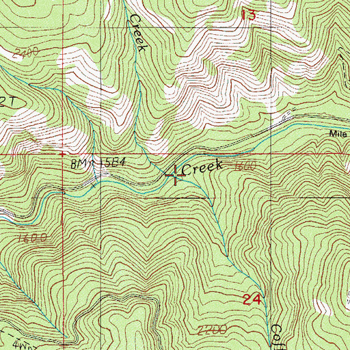 Topographic Map of Coffin Creek, OR