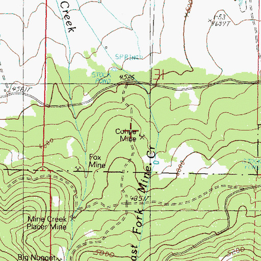 Topographic Map of Cohoe Mine, OR