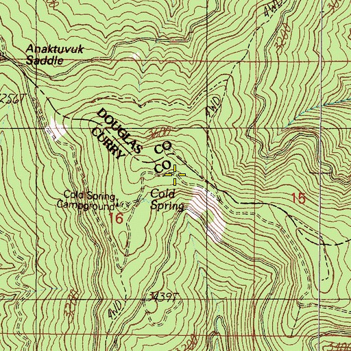 Topographic Map of Cold Spring, OR