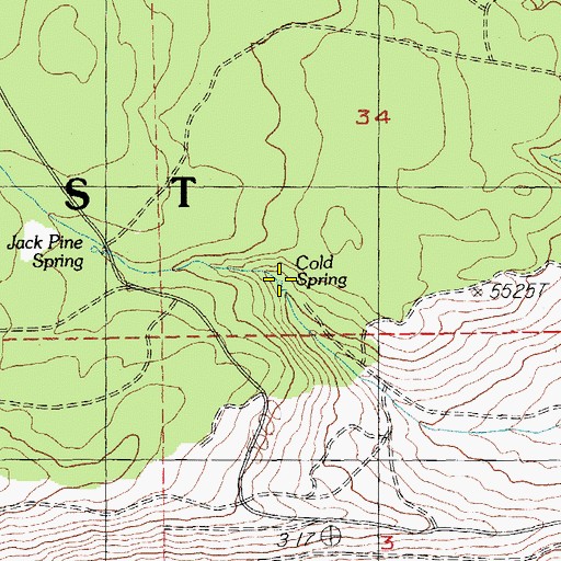 Topographic Map of Cold Spring, OR