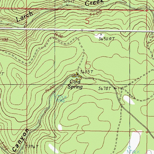 Topographic Map of Cold Spring, OR