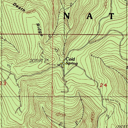 Topographic Map of Cold Spring, OR