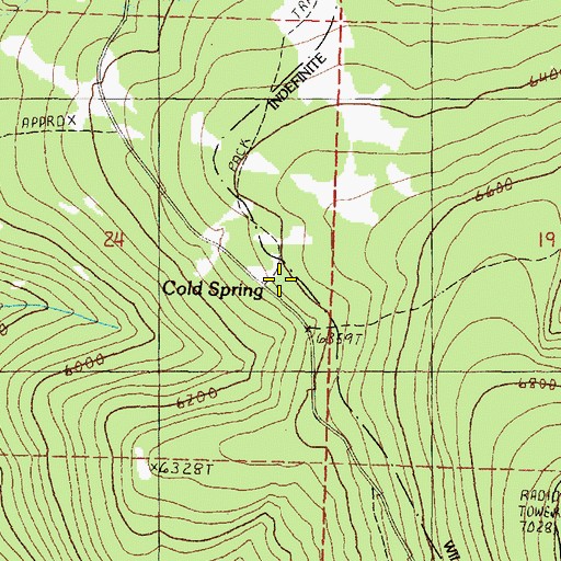 Topographic Map of Cold Spring, OR