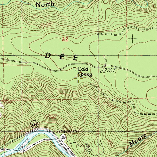 Topographic Map of Cold Spring, OR