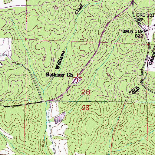 Topographic Map of Bethany Baptist Church, AL