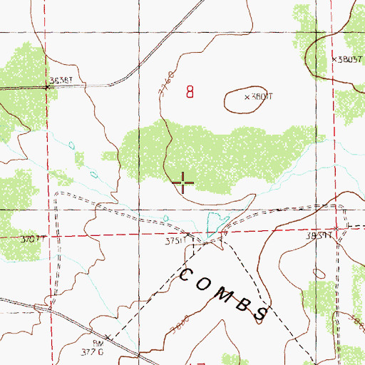 Topographic Map of Combs Flat, OR