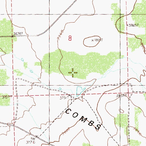 Topographic Map of Combs Flat, OR