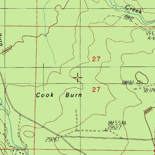 Topographic Map of Cook Burn, OR