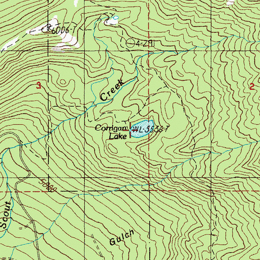 Topographic Map of Corrigan Lake, OR