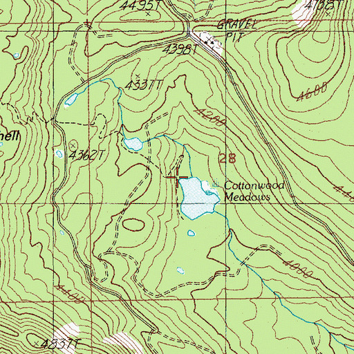 Topographic Map of Cottonwood Meadows, OR