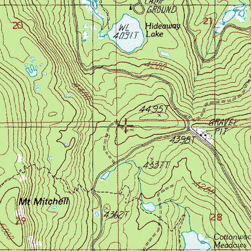 Topographic Map of Cottonwood Meadows Trail, OR