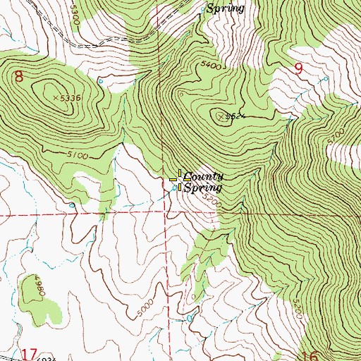 Topographic Map of County Spring, OR
